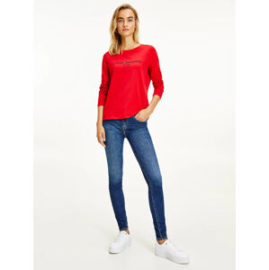 Tommy Hilfiger dámské červené tričko s dlouhým rukávem - XS (XLG)